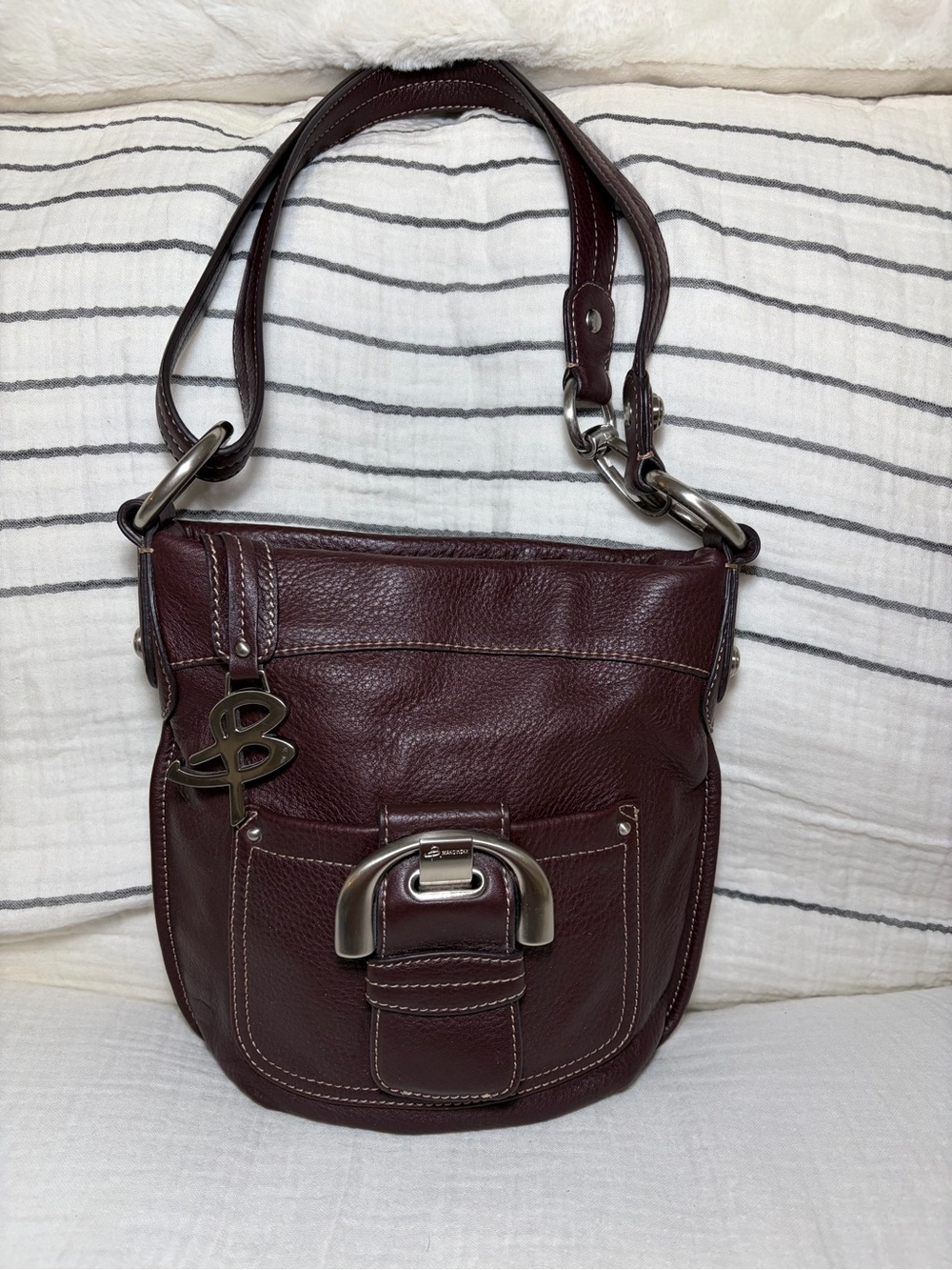 B. Makowsky Brown Leather Shoulder Bag